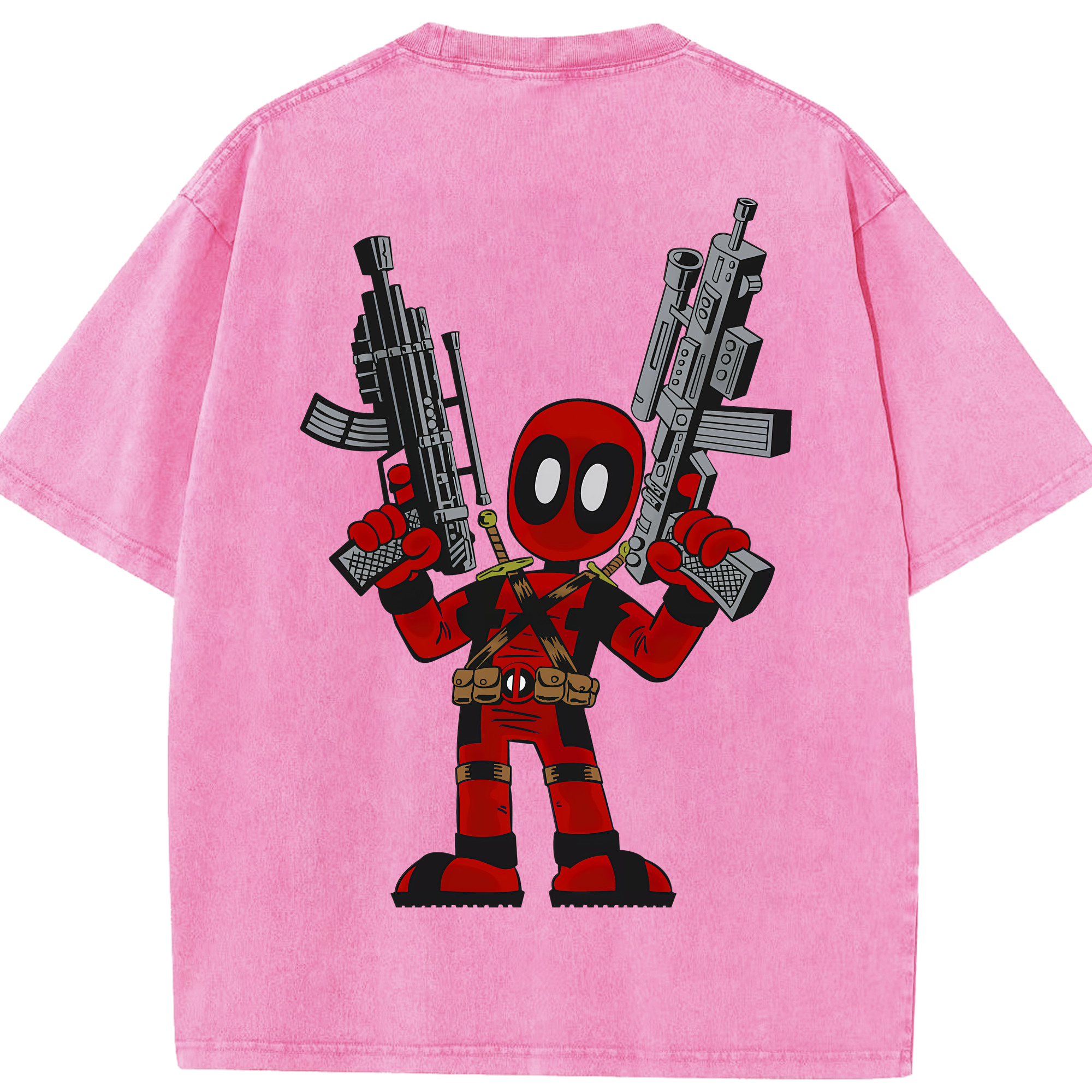 （画像用） Deadpool デッドプール 綿100% ヴィンテージ風 半袖Tシャツ（背面プリント）
